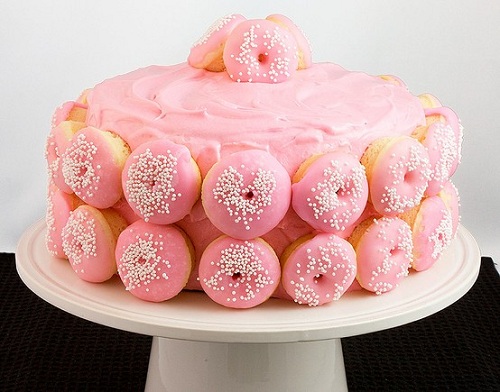 tarta donuts rosa